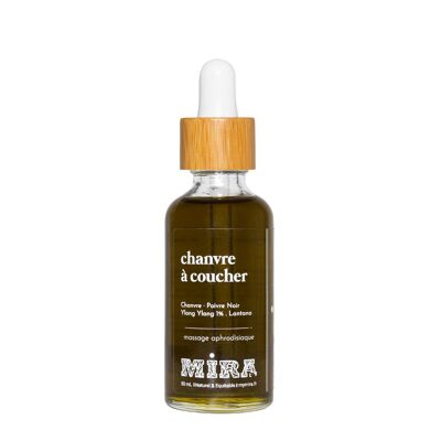 Chanvre à coucher - Huile sèche de massage à l'huile de chanvre, ylang-ylang et palmarosa - Corps - Sensuelle, aphrodisiaque - 50 ml