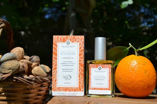 Huile corporelle bio à l'amande douce et à l'orange (50 ml)