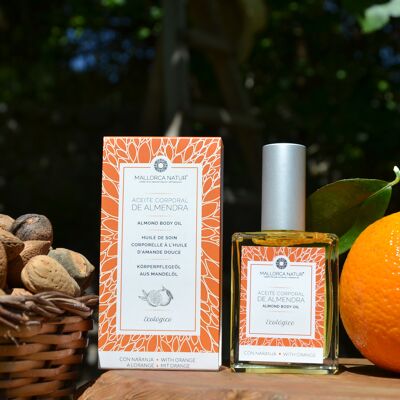 Huile corporelle bio à l'amande douce et à l'orange (50 ml)