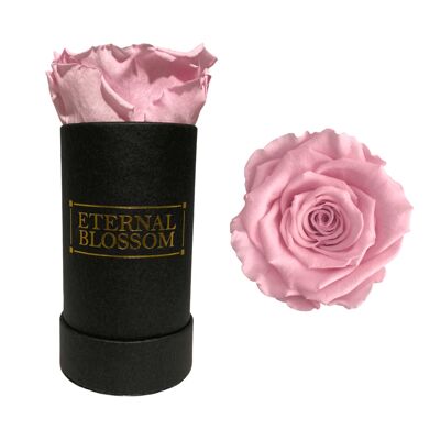 Caja Flor Individual, Caja Negra, Rosa Rosa Vintage