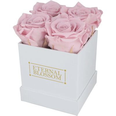 4-teilige Blütenbox, weiße Box, Vintage-Rosa-Rosen