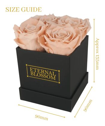 Boîte à fleurs 4 pièces, boîte noire, roses roses vintage 3