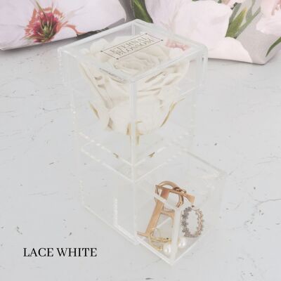 Individual Makeup Box, Lace White Rose