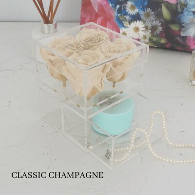 Caja de maquillaje de 4 piezas, rosas de champán clásicas