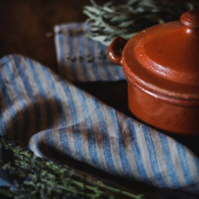 Paño de cocina en lino French Blue Stripe