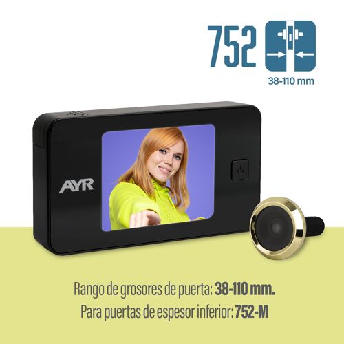 Mirilla digital AYR 752 acabado negro - latón.