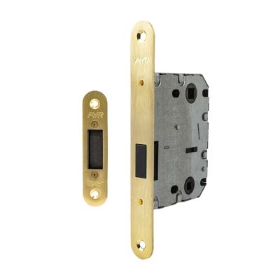 Cerramagic 819. Unified latch with magnetic system for interior doors. Satin brass finish.