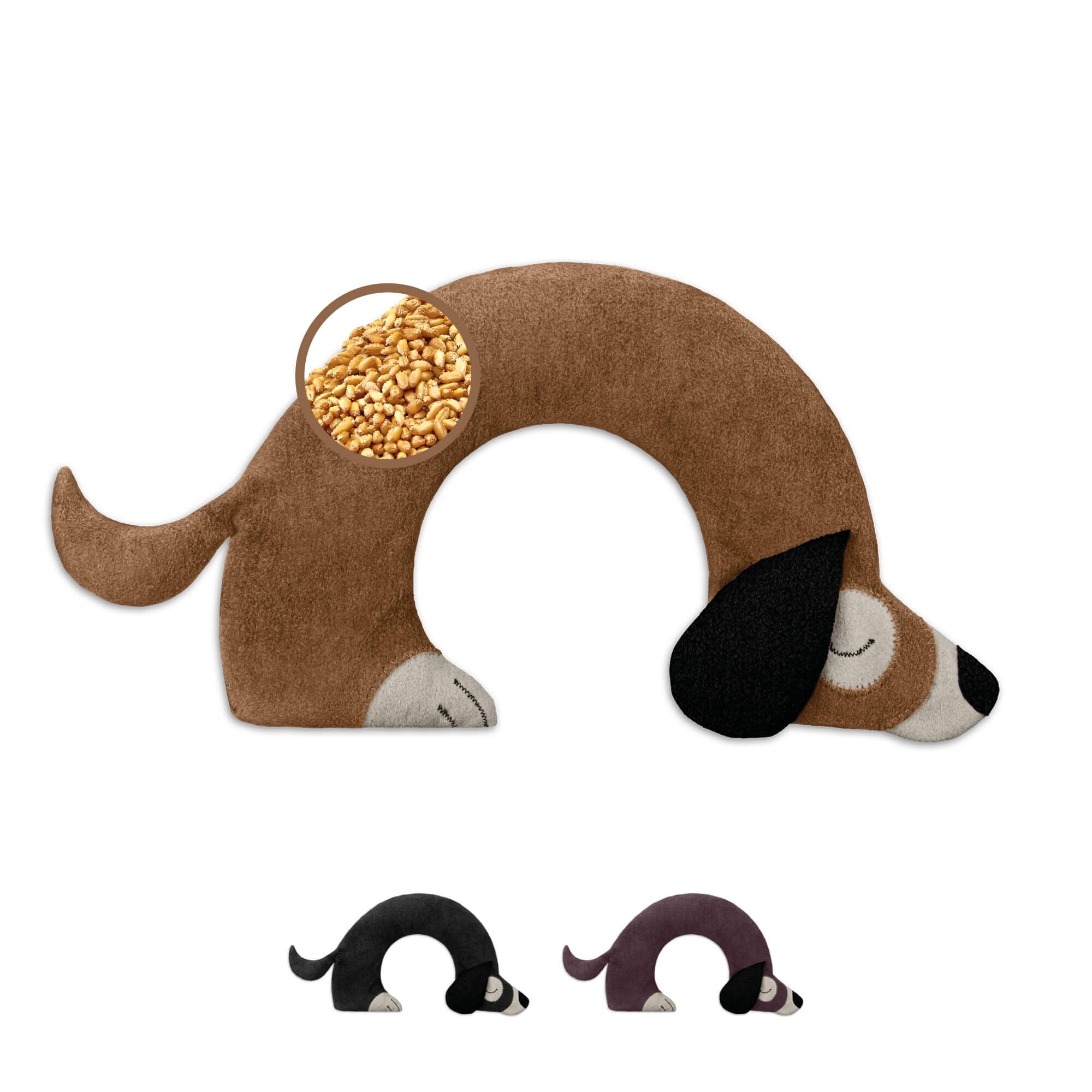 Organic grain pillow, microwave-safe, for neck & shoulder, heat pad dog Bobby