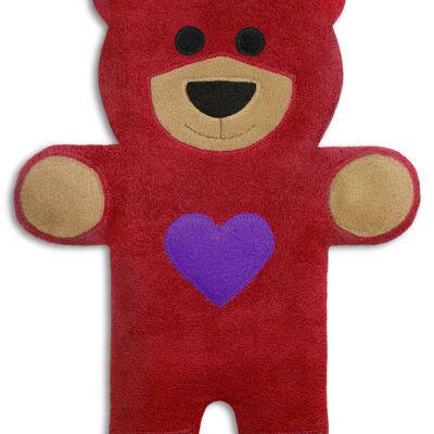 Heat pillow for stomach and back, grain pillow with organic wheat, teddy bear, red with heart