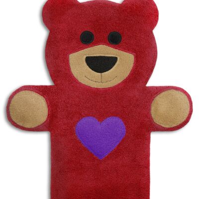 Heat pillow for stomach and back, grain pillow with organic wheat, teddy bear, red with heart