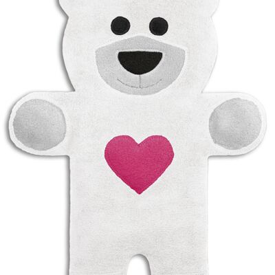 Heat pillow for stomach and back, grain pillow with organic wheat, teddy, white with heart