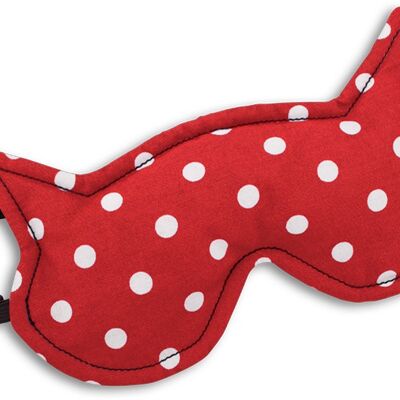 Schlafmaske, warm & kalt, Katze, Polka dot rot