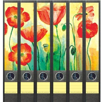 File Art Red Flowers 6 Labels