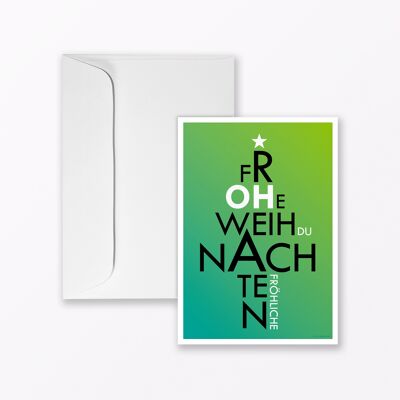 Weihnachtskarte "Oh du Fröhliche" in Grün A5 inkl. Umschlag