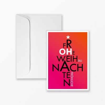 Weihnachtskarte "Oh du Fröhliche" in Pink A5 inkl. Umschlag
