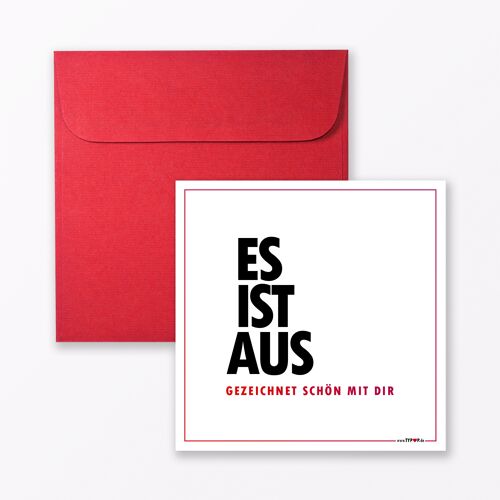 Postkarte "Es ist aus" quadratisch inkl. Umschlag