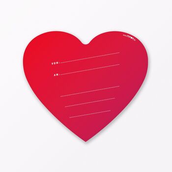 Carte postale "Je t'aime" en forme de coeur comprenant une enveloppe 3
