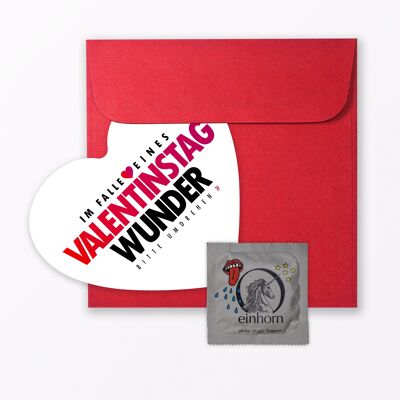 Valentinstagskarte "Wunder von Valentinstag" inkl. Umschlag & Kondom