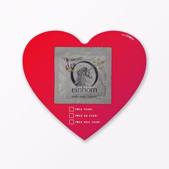 Carte postale "Fuck Yeah I Love You" en forme de coeur comprenant enveloppe et préservatif 4