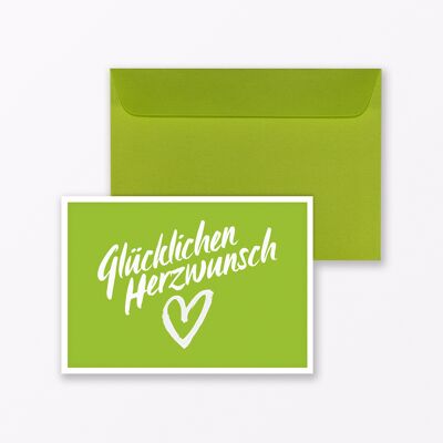 Glückwunschkarte "Glücklichen Herzwunsch" inkl. Umschlag & Miniumschlag