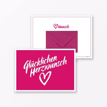 Carte de félicitations « Happy Heart Wish » incl. Enveloppe & mini enveloppe 5