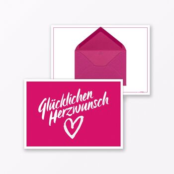 Carte de félicitations « Happy Heart Wish » incl. Enveloppe & mini enveloppe 6