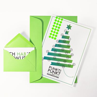 Tarjeta calendario de adviento "Árbol de Navidad" que incluye sobre, mini tarjeta + sobre y puntos adhesivos