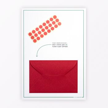 Carte calendrier de l'Avent "Houx" comprenant enveloppe, mini carte + enveloppe et points de colle 5
