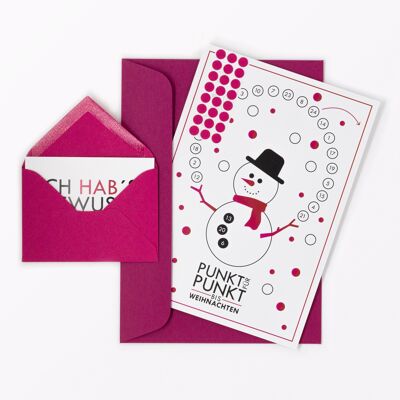 Advent calendar card "Snowman" including envelope, mini card + envelope and adhesive dots