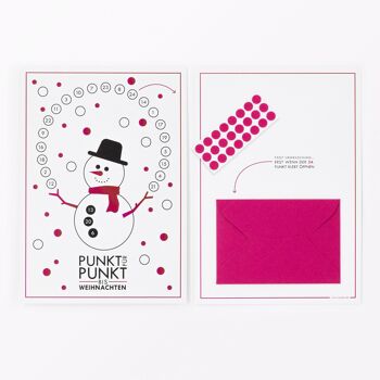 Carte calendrier de l'Avent "Bonhomme de neige" comprenant enveloppe, mini carte + enveloppe et pastilles adhésives 6