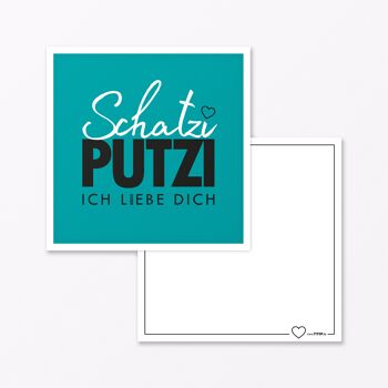 Carte postale "Schatziputzi" carré turquoise avec enveloppe 2
