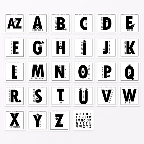 27-teiliges Set ABC-Karten "Ich liebe Dich von A-Z" quadratisch inkl. Verpackung