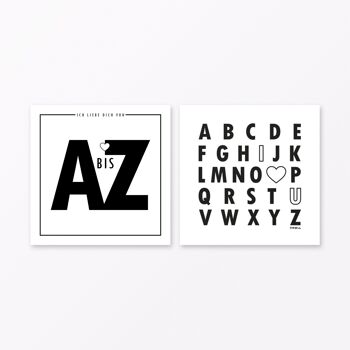 Lot de 27 cartes ABC carrées "Je t'aime de A à Z" avec emballage 5