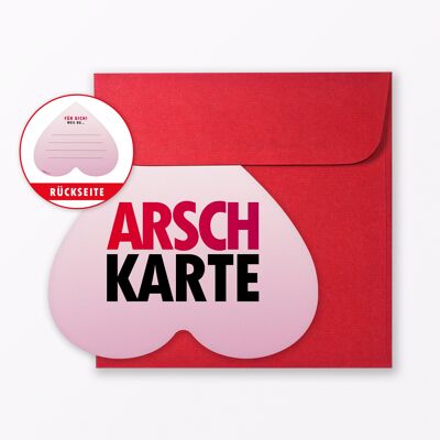 Postkarte "Arschkarte Frei" in Herzform inkl. Umschlag