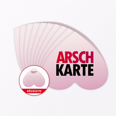 10-teiliges Set Postkarte "Arschkarte Frei" in Herzform