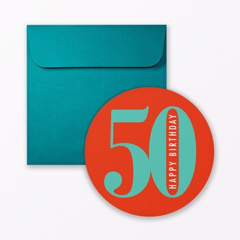 Carte d'anniversaire "rond anniversaire 50" rond avec enveloppe 1