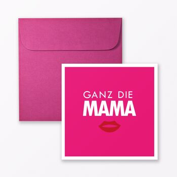 Carte de naissance "Ganz die Mama" en rose, carrée, y compris une enveloppe 1
