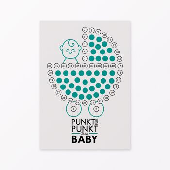 Calendrier bébé carte postale "Bonjour petit bébé" comprenant enveloppe, mini carte + enveloppe et pastilles adhésives 3