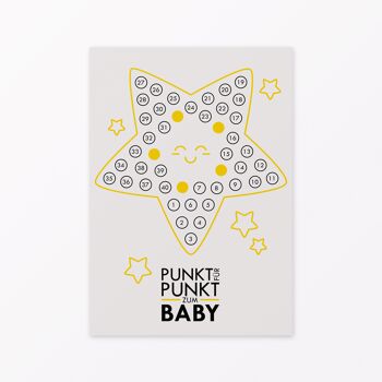 Calendrier bébé carte postale "Bonjour petite étoile" comprenant enveloppe, mini carte + enveloppe et pastilles adhésives 3