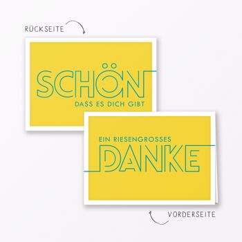 Carte de remerciement "Merci" JAUNE carte pliante A6 avec enveloppe 4