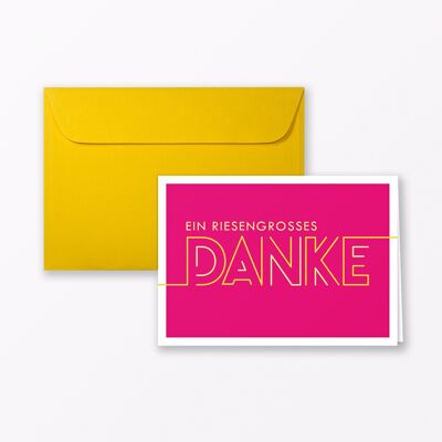 Thank you card "Thank you" PINK folding card A6 including envelope