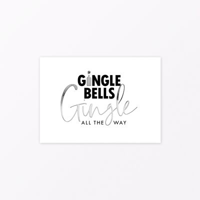 Postcard "Gingle Bells" A6 with silver foil