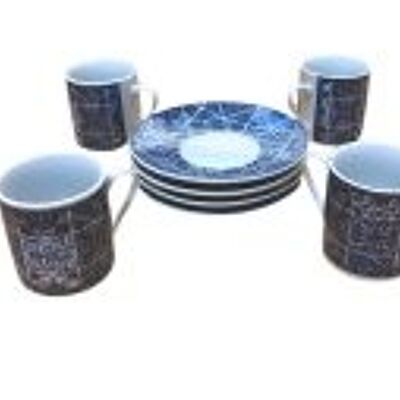 Gift set: 4 bicacups with saucers AZULEJOS