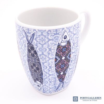 Coffee mug blue and white SARDINES