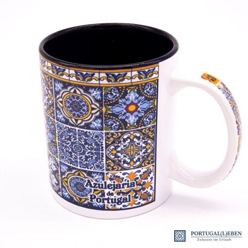Kaffeebecher innen dunkelblau, verschiedene Muster AZULEJOS