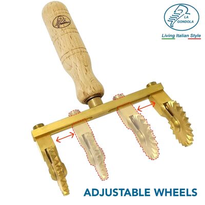 Professional Adjustable Pasta Cutter with 2 Fluted Wheels