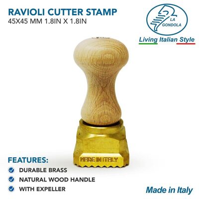 Ravioli Cutter Square Professional Ravioli Stamp in Brass (5060269372701)
