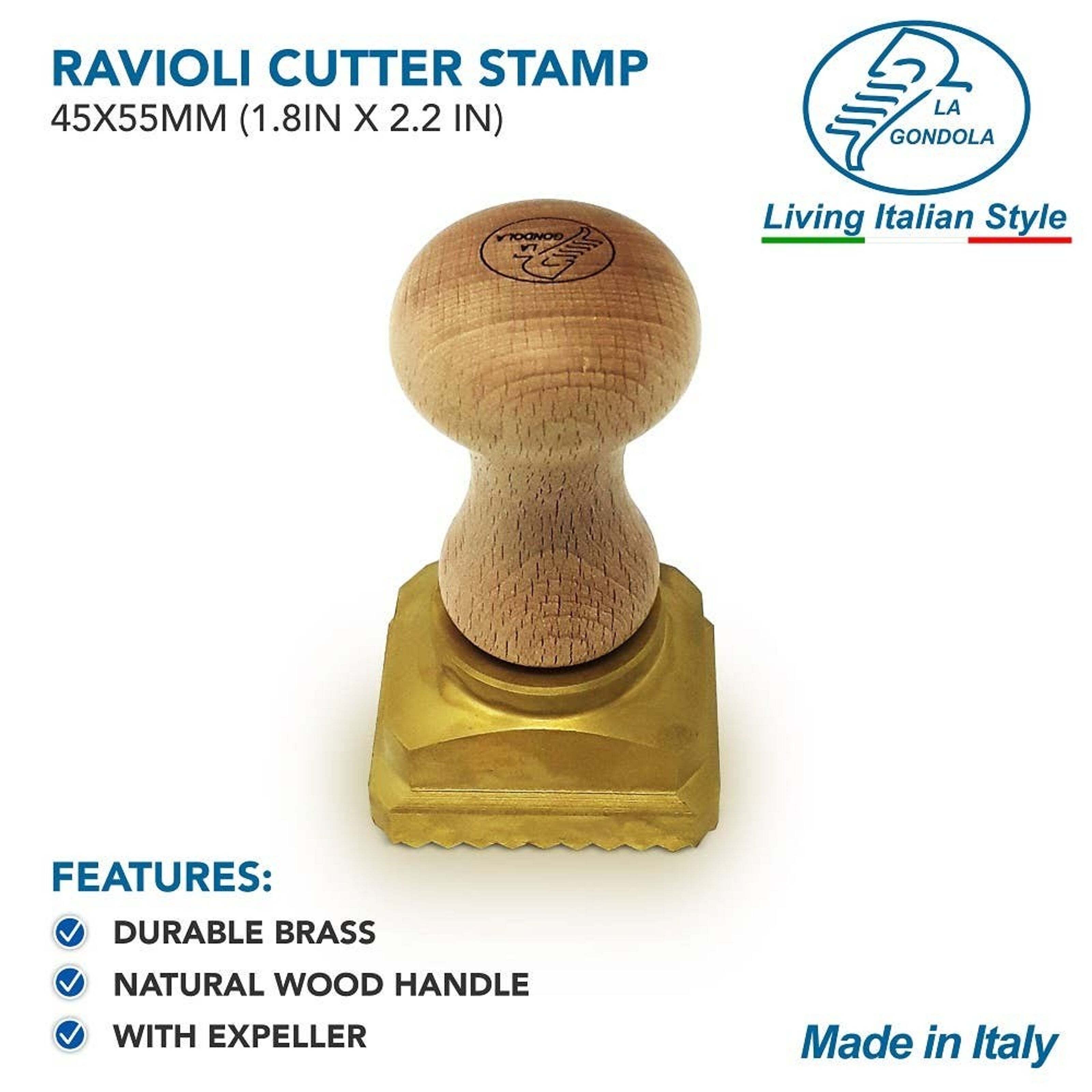 LA GONDOLA Professional Ravioli Stamp and Pasta Cutter Wheel Made