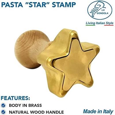 Ravioli Stamp STAR shaped in Brass with Natural Wood Handle