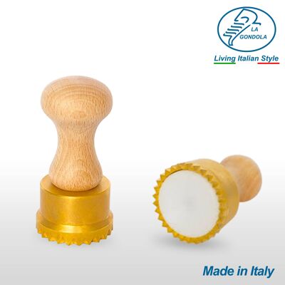 Round Tortelli Ravioli Stamp 65 mm with Expeller in Brass